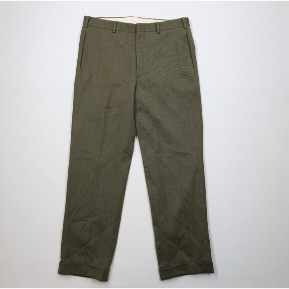 Vtg 70s Streetwear Mens 36x32 Heavy Hand Tailored Wool Whipcord Chino Pants USA